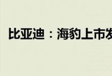 比亚迪：海豹上市发布会将在7月29日举行