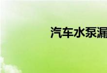  汽车水泵漏水有什么危害? 