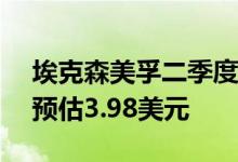 埃克森美孚二季度调整后每股收益4.14美元预估3.98美元