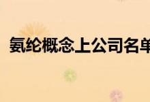 氨纶概念上公司名单一览哪些是氨纶概念股