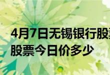 4月7日无锡银行股票代码为600908无锡银行股票今日价多少