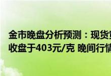 金市晚盘分析预测：现货黄金最低至1970美元/盎司 黄金td收盘于403元/克 晚间行情分析