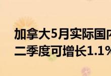 加拿大5月实际国内生产总值与4月持平预计二季度可增长1.1%