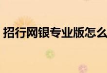 招行网银专业版怎么登录（招行网银专业版）