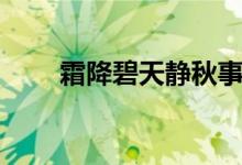 霜降碧天静秋事促西风（什么意思）