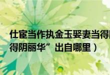 仕宦当作执金玉娶妻当得阴丽华（“仕官当作执金吾娶妻当得阴丽华”出自哪里）