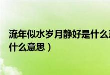 流年似水岁月静好是什么意思（岁月静好敌不过似水年华是什么意思）