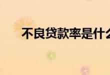 不良贷款率是什么指标（不良贷款率）