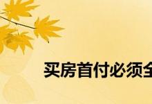 
买房首付必须全部是自己的资金吗？ 
