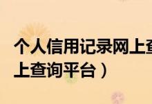 个人信用记录网上查询网址（个人信用记录网上查询平台）