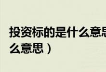 投资标的是什么意思通俗易懂（投资标的是什么意思）
