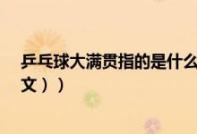 乒乓球大满贯指的是什么?（乒乓球大满贯是什么意思（图文））