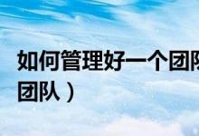 如何管理好一个团队的步骤（如何管理好一个团队）
