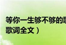 等你一生够不够的歌词意思（一生等你够不够歌词全文）