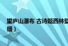望庐山瀑布 古诗题西林壁（望庐山瀑布.题西林壁诗意要详细）
