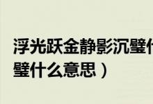 浮光跃金静影沉璧什么意思（浮光跃金静影沉璧什么意思）