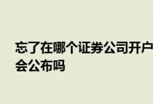 忘了在哪个证券公司开户了 有谁知道 证券公司的开户信息会公布吗