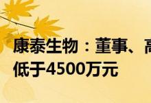 康泰生物：董事、高级管理人员拟合计增持不低于4500万元