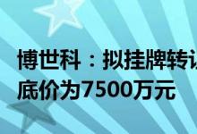 博世科：拟挂牌转让持有的田阳中金债权挂牌底价为7500万元