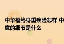 中华福终身重疾险怎样 中华人寿中华福卓越版重疾险需要注意的细节是什么