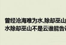曾经沧海难为水,除却巫山不是云出自哪首诗（曾经沧海难为水除却巫山不是云谁能告诉我这首诗的全诗）