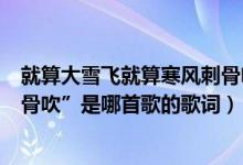 就算大雪飞就算寒风刺骨吹原唱（“就算大雪飞就算寒风刺骨吹”是哪首歌的歌词）