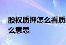 股权质押怎么看质押股数 原始质押股数是什么意思 