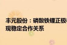 丰元股份：磷酸铁锂正极材料方面已与比亚迪、鹏辉能源实现稳定合作关系