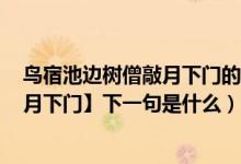 鸟宿池边树僧敲月下门的前两句是什么（[鸟宿池边树,僧敲月下门】下一句是什么）