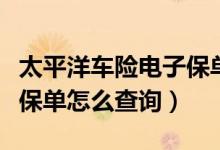太平洋车险电子保单怎么查（太平洋车险电子保单怎么查询）