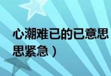 心潮难已的已意思（戏问.铸就.心潮难己的意思紧急）