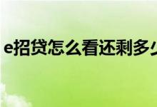 e招贷怎么看还剩多少账单（e招贷怎么还款）