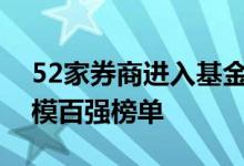 52家券商进入基金销售机构公募基金保有规模百强榜单