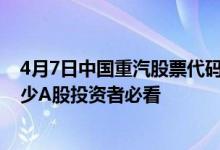 4月7日中国重汽股票代码为000951中国重汽股票今日价多少A股投资者必看