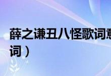 薛之谦丑八怪歌词意思（薛之谦《丑八怪》歌词）