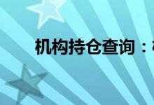 机构持仓查询：机构持仓个股有哪些
