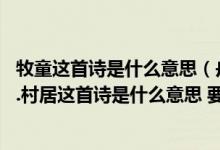 牧童这首诗是什么意思（舟过安仁这首诗是什么意思 清平乐.村居这首诗是什么意思 要简要的）