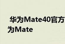  华为Mate40官方宣传视频发布 史上最强华为Mate 