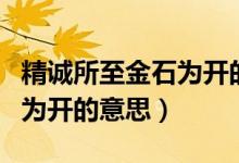 精诚所至金石为开的意思视频（精诚所至金石为开的意思）