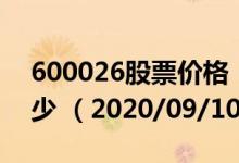 600026股票价格（600026股票价格今天多少 （2020/09/10））