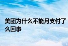 美团为什么不能月支付了 美团月付里有钱但是不能支付是怎么回事