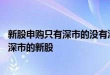 新股申购只有深市的没有沪市的 持有沪市的股票就不能购买深市的新股