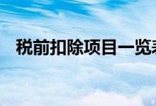 税前扣除项目一览表 税前扣除项目有哪些