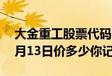 大金重工股票代码为002487大金重工股票4月13日价多少你记住吗