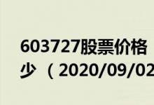 603727股票价格（603727股票价格今天多少 （2020/09/02））