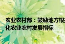 农业农村部：鼓励地方根据当地农情特点等选取差异化特色化农业农村发展指标