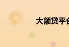 大额贷平台（大额贷款）