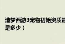 造梦西游3宠物初始资质最高多少（造梦西游3极品宠物资质是多少）