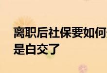 离职后社保要如何处理 离职后社保没转是不是白交了 