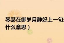 琴瑟在御岁月静好上一句是什么（岁月静好琴瑟和鸣这句话什么意思）